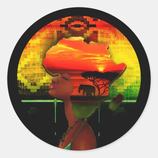 Afrikaanse zonsondergang ronde sticker (Voorkant)