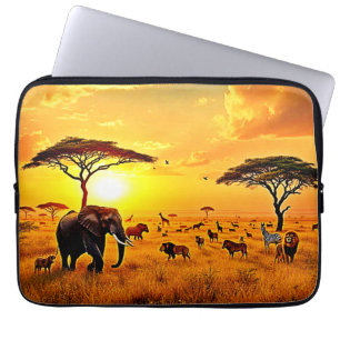 Afrikaanse Zonsondergang Safari Majesteitelijk Ont Laptop Sleeve