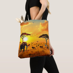 Afrikaanse Zonsondergang Safari Majesteitelijk Ont Tote Bag