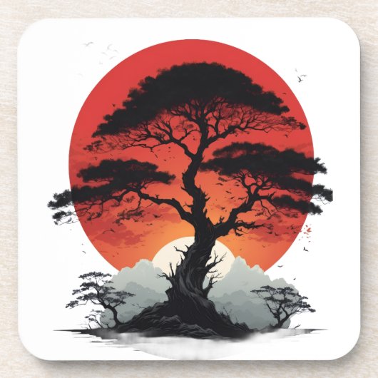 Afrikaanse zonsondergangboom bier onderzetter (Voorkant)