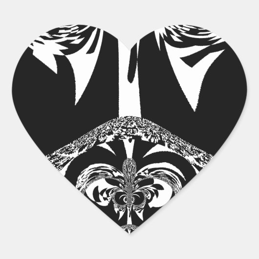 Afrikaanse zwart-wit kunst print hart sticker (Voorkant)