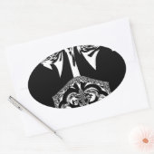 Afrikaanse zwart-wit kunst print ovale sticker (Envelop)