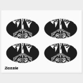 Afrikaanse zwart-wit kunst print ovale sticker (Vel)