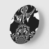 Afrikaanse zwart-wit kunst print ronde klok (Hoek)