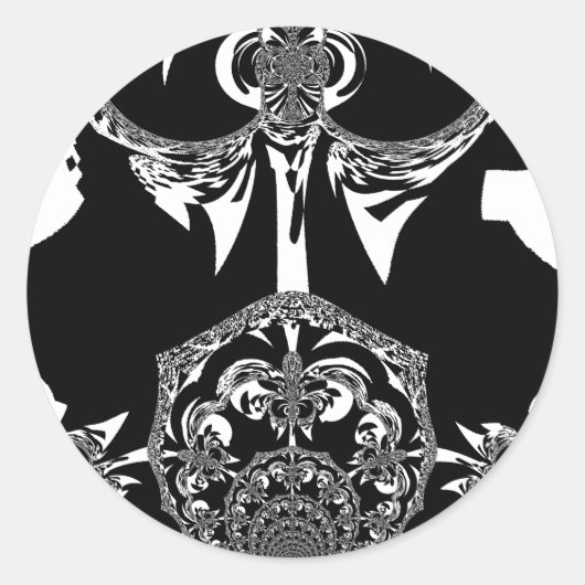 Afrikaanse zwart-wit kunst print ronde sticker (Voorkant)