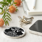 Afrikaanse zwart-wit kunst print sleutelhanger (Zijkant)