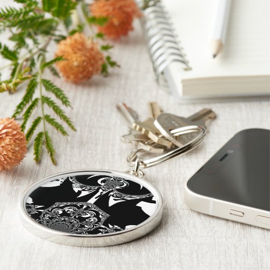 Afrikaanse zwart-wit kunst print sleutelhanger (Zijkant)