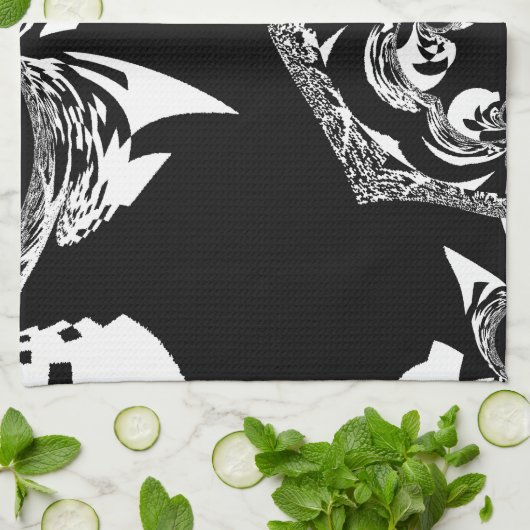 Afrikaanse zwart-wit kunst print theedoek (Gevouwen)