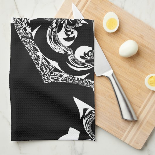 Afrikaanse zwart-wit kunst print theedoek (Quarter Fold)