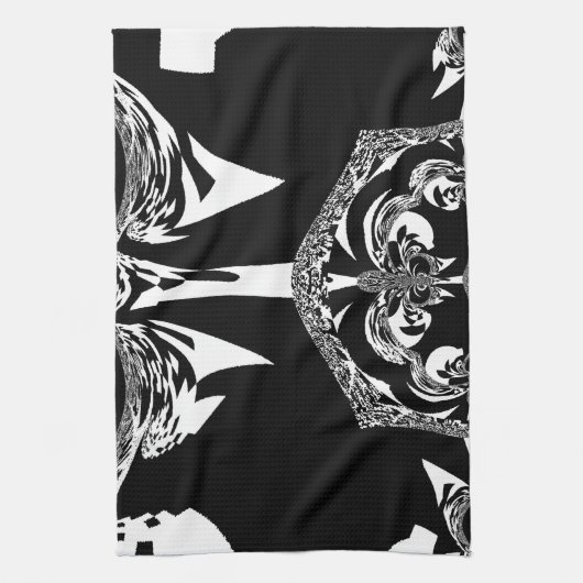 Afrikaanse zwart-wit kunst print theedoek (Verticaal)