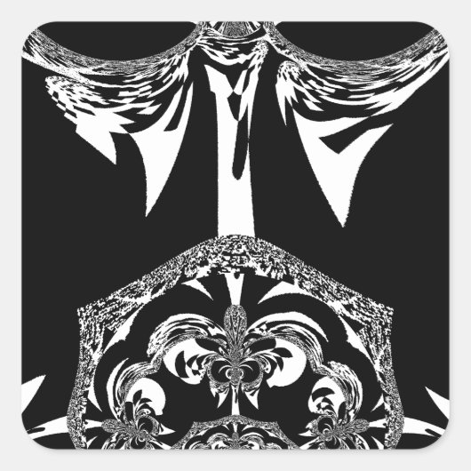 Afrikaanse zwart-wit kunst print vierkante sticker (Voorkant)