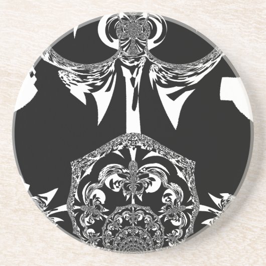 Afrikaanse zwart-wit kunst print zandsteen onderzetter (Voorkant)