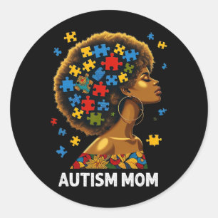 Afrikaanse zwarte autisme mam Afro Moeder Autisme Ronde Sticker