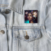 Afrikaanse zwarte godin koningin Fantasy Art B Vierkante Button 5,1 Cm (In situ)