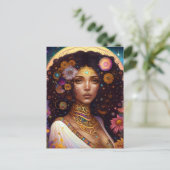 Afrikaanse zwarte godin koningin Fantasy Art Briefkaart (Staand voorkant)