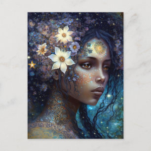 Afrikaanse zwarte godin koningin Fantasy Art Briefkaart