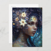 Afrikaanse zwarte godin koningin Fantasy Art Briefkaart (Voorkant / Achterkant)