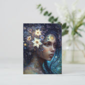 Afrikaanse zwarte godin koningin Fantasy Art Briefkaart (Staand voorkant)