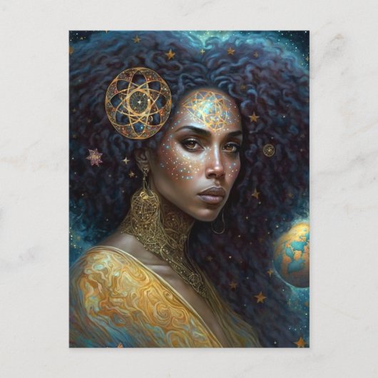 Afrikaanse zwarte godin koningin Fantasy Art Briefkaart (Voorkant)