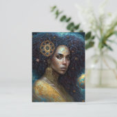 Afrikaanse zwarte godin koningin Fantasy Art Briefkaart (Staand voorkant)