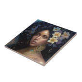 Afrikaanse zwarte godin koningin Fantasy Art C Tegeltje (Zijkant)
