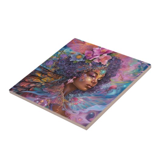 Afrikaanse zwarte godin koningin Fantasy Art C Tegeltje (Zijkant)