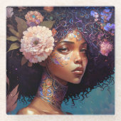 Afrikaanse zwarte godin koningin Fantasy Art Glazen Onderzetter (Voorkant)