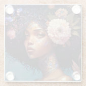 Afrikaanse zwarte godin koningin Fantasy Art Glazen Onderzetter (Achterkant)