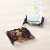 Afrikaanse zwarte godin koningin Fantasy Art Glazen Onderzetter (Schuin)