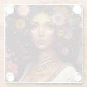 Afrikaanse zwarte godin koningin Fantasy Art Glazen Onderzetter (Achterkant)