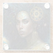 Afrikaanse zwarte godin koningin Fantasy Art Glazen Onderzetter (Achterkant)