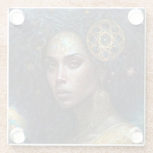 Afrikaanse zwarte godin koningin Fantasy Art Glazen Onderzetter (Achterkant)