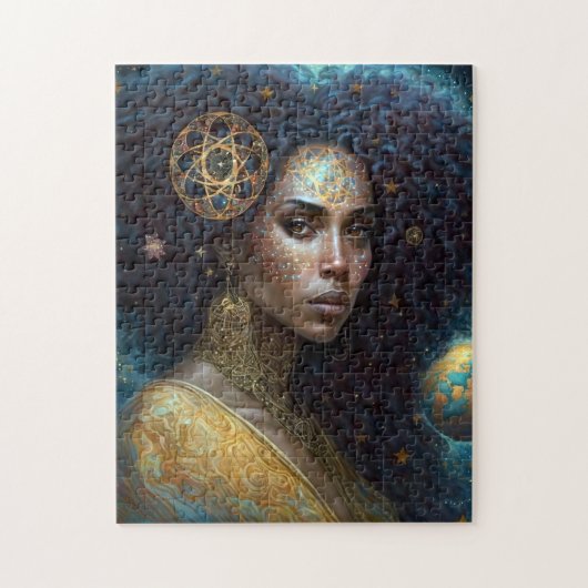 Afrikaanse zwarte godin koningin Fantasy Art J Legpuzzel (Verticaal)
