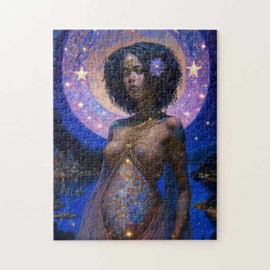 Afrikaanse zwarte godin koningin Fantasy Art J Legpuzzel (Verticaal)