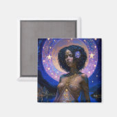 Afrikaanse zwarte godin koningin Fantasy Art M Magneet (Voorkant / Achterkant)