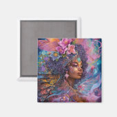 Afrikaanse zwarte godin koningin Fantasy Art M Magneet (Voorkant / Achterkant)