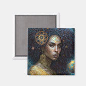 Afrikaanse zwarte godin koningin Fantasy Art M Magneet (Voorkant / Achterkant)