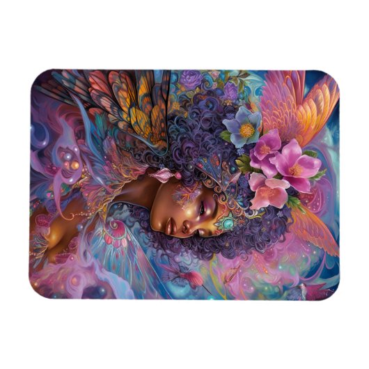 Afrikaanse zwarte godin koningin Fantasy Art M Magneet (Horizontaal)