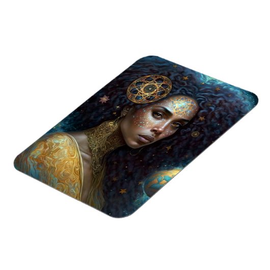 Afrikaanse zwarte godin koningin Fantasy Art M Magneet (Linkerzijde)