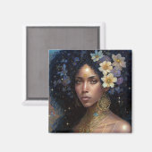 Afrikaanse zwarte godin koningin Fantasy Art Magneet (Voorkant / Achterkant)