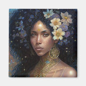 Afrikaanse zwarte godin koningin Fantasy Art Magneet (Voorkant)