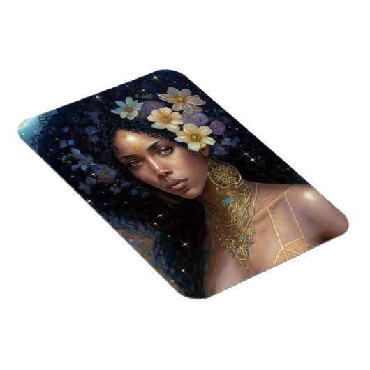 Afrikaanse zwarte godin koningin Fantasy Art Magneet (Rechterzijde)
