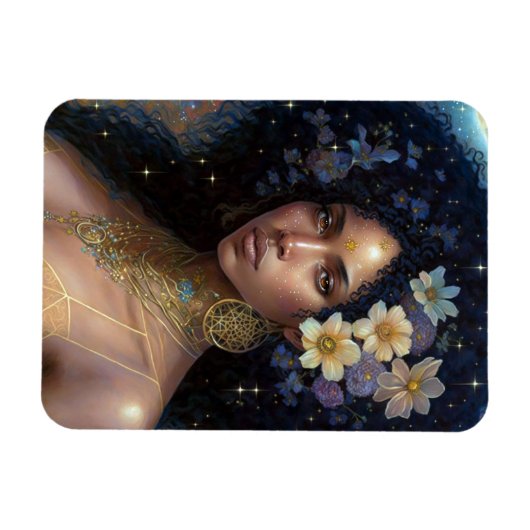 Afrikaanse zwarte godin koningin Fantasy Art Magneet (Horizontaal)