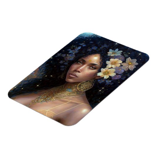 Afrikaanse zwarte godin koningin Fantasy Art Magneet (Linkerzijde)