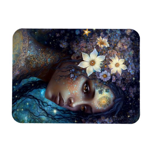 Afrikaanse zwarte godin koningin Fantasy Art Magneet (Horizontaal)