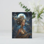 Afrikaanse zwarte godin koningin Fantasy Art P Briefkaart (Staand voorkant)