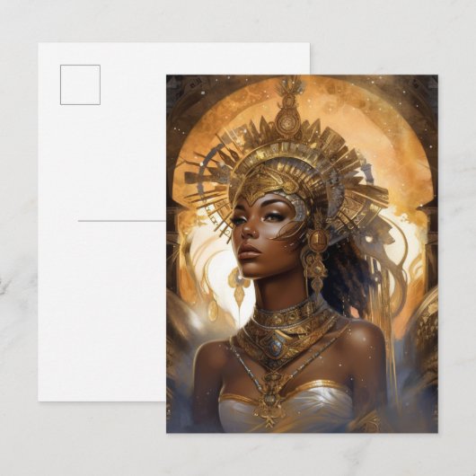 Afrikaanse zwarte godin koningin Fantasy Art P Briefkaart (Voorkant / Achterkant)