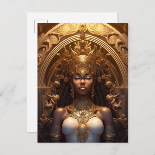 Afrikaanse zwarte godin koningin Fantasy Art P Briefkaart (Voorkant / Achterkant)