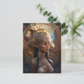 Afrikaanse zwarte godin koningin Fantasy Art P Briefkaart (Staand voorkant)