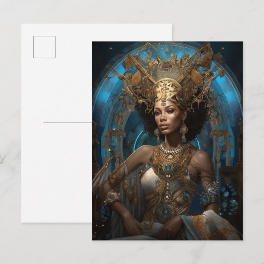 Afrikaanse zwarte godin koningin Fantasy Art P Briefkaart (Voorkant / Achterkant)